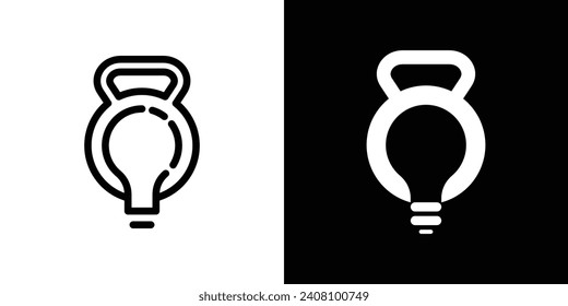 logo design combination of lamp shapes with gym equipment, icons, vectors, symbols.