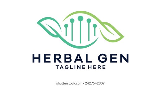 combinación de diseño de logotipo de hojas con genética, plantilla de diseño de logotipo, idea de símbolo.