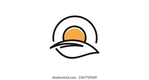 logo design combination of leaves and sun made in a minimalist line style.