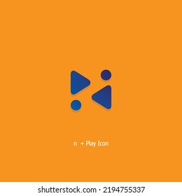 logo design combination of the letter N and the play icon, made on an orange background, suitable for brand logos and others