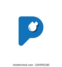 El diseño del logotipo es una letra combinada P y agua