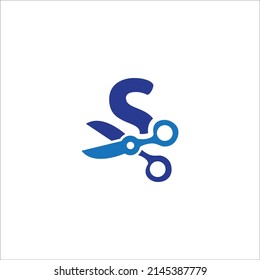 The logo design is combination letter S and scissors