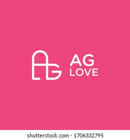 combinación de las letras A y G con el símbolo del amor