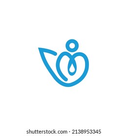 El diseño del logo es una combinación de amor, hoja, hombre y agua