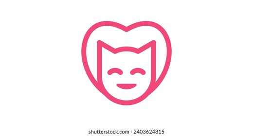 Logo-Design Kombination aus Liebesform mit Katzenkopf, minimalistische Linien.