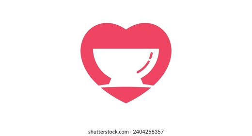 logo design combination of love shape with bowl, food health logo.