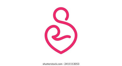 diseño del logotipo combinación de forma de amor con madre, icono minimalista, vector, símbolo.