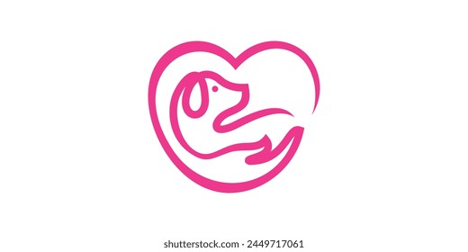 combinación de Formas de amor con mascotas, perros, mascotas, hogar, cuidado, salud, Plantillas de diseño de logotipo, símbolos, íconos, Vectores, ideas creativas.