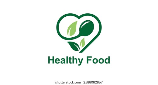 logo design combination of love and spoon fork, logo for healthy food, organic, herbal, symbol, icon, idea, creative.