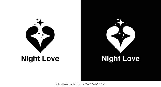 logo design combination love and star night,hearth,symbol, icon,idea,creative.