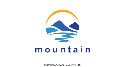 logo design combination of mountains and sea, logo for landscape, holiday, adventure, nature, symbol, icon, idea, creative.