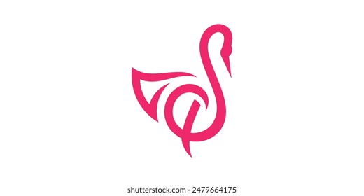 logo design combinación de ícono musical y cisne, bello, femenino. logo design Plantilla, ícono, Vector, simbólico, creativo, idea.