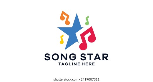 logo design combination of musical notes with stars, music star idea, logo design template symbol icon idea.
