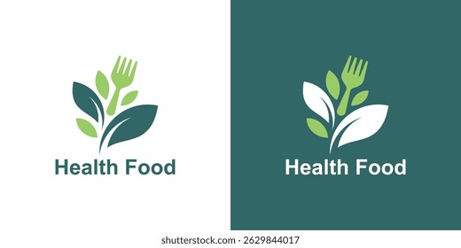 logo design combination nature and fork,logo design health food,symbol,icon,idea,creative.