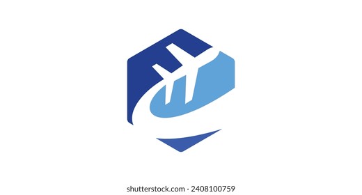 logo design combination of nice shape, box with plane, travel, icon, vector, symbol.
