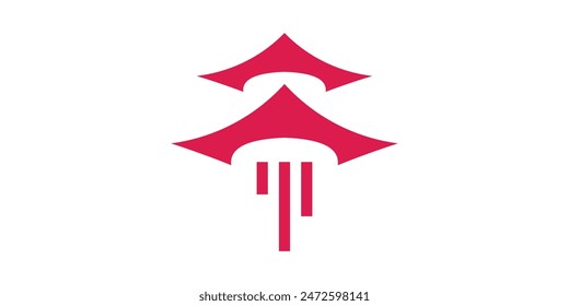 logo design combination of pagoda with rocket, japan, monument, tour, speed, launch. logo design template, icon, symbol, vector, creative, idea.