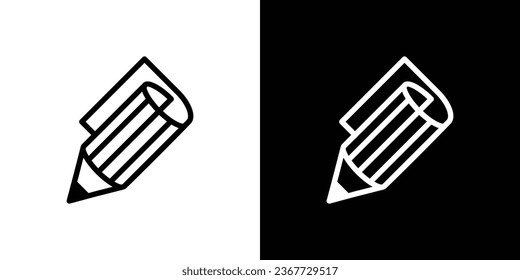 combinación de diseño de logotipo de lápiz y papel con estilo de línea minimalista.