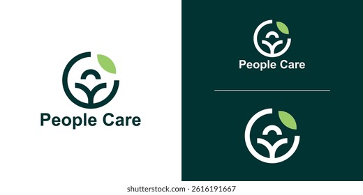 logo design combination people care and leaf,health care logo design symbol,icon,idea,creative.