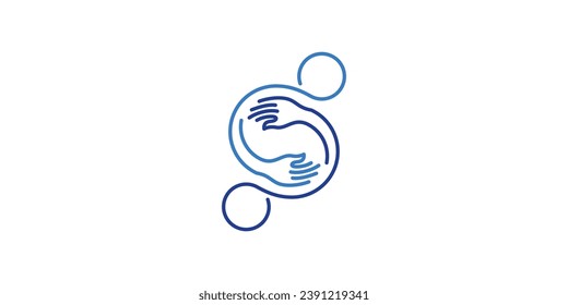 logo design combination of people embracing each other, minimalist line logo.