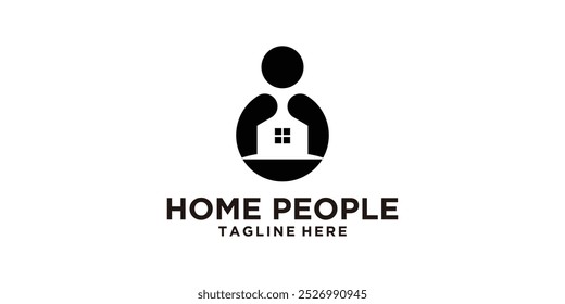 logo design combination of people and house shapes, real estate, contractors, architects, property, business, financial, investment, logo design vector, symbol, icon, ice, creative.