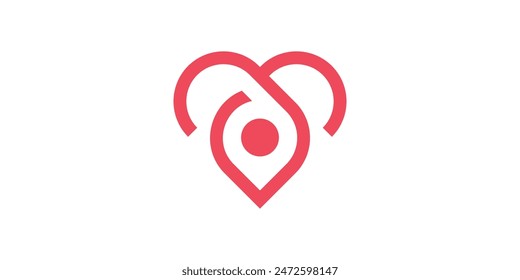 logo design combination pin and love, travel, heart, map, holiday, bookmark. logo design template, icon, symbol, vector, creative, idea.