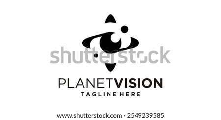 logo design combination planet dan eye,vision,global,symbol,icon,vector,idea,creative.