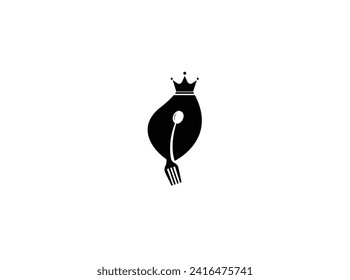 Logo-Design Kombination von Pflanzen mit Besteck, gesundes Lebensmittel-Logo, minimalistische Linie. Logo-Kombination aus Löffelform und Logo zur Illustration.