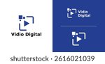 logo design combination play button and digital,symbol,icon,idea,creative.