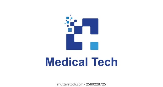 logo design combination plus and technology, digital, symbol for medical tech, clinic, health icon, idea, creative.