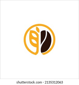 The logo design is combination rice and coffee bean
