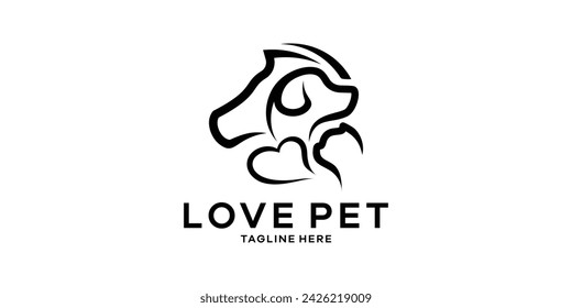 logo design combination of several pets, pet care, logo design template, symbol idea.