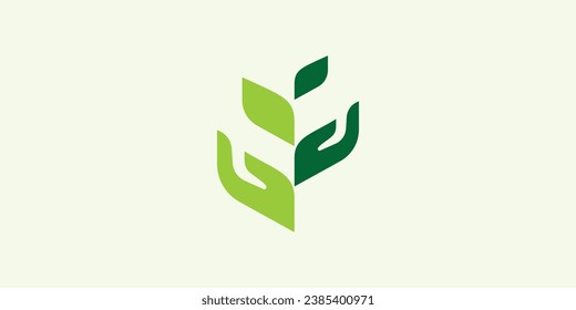 El diseño del logotipo es una combinación de la forma de una mano y una hoja, adecuada para un logotipo de nutrición de la salud.