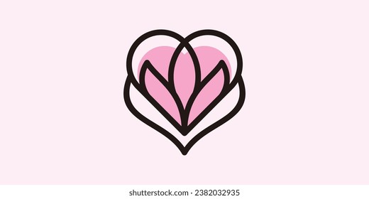 El diseño del logotipo combina la forma del amor con las flores en un estilo minimalista.