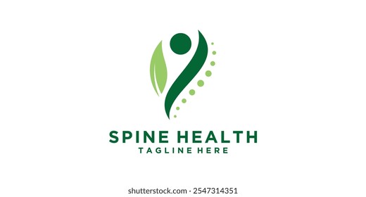 Combinación de diseño de logotipo de columna vertebral, personas y hojas, salud, médico, cuidado, naturaleza, Vector de diseño de logotipo, símbolo, ícono, idea, creativo.