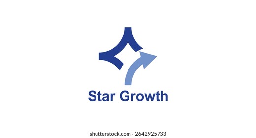 logotipo design combinação estrela e seta, crescimento, finanças, criativo e elegante.