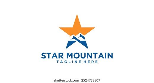 logo design combination of stars and mountains, light, landscape, logo design vector, icon, symbol, idea, creative.