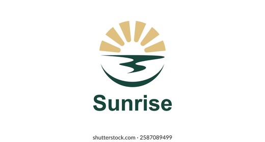 logo design combination of sun and beach, logo for scenery, landscape, sunset, sunrise, symbol, icon, idea, creative.