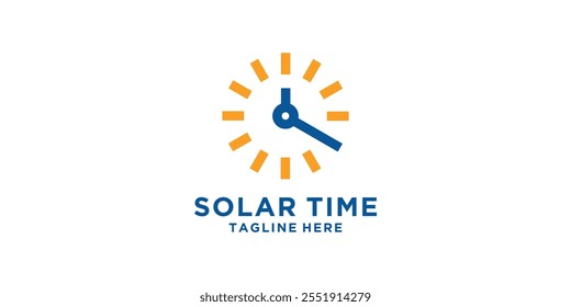 logo design combination of sun and clock, time, solar, energy, symbol, icon, vector, idea, creative.