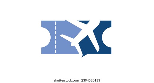 logo design combination of ticket shapes with planes, holiday logos, flight tickets.