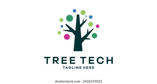 logo design combination of trees and modern technology, logo design template, symbol idea.