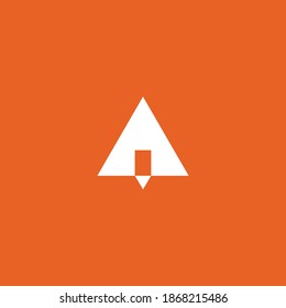 Logo-Design-Kombination aus Dreieck-Symbol und Bleistiftsymbol