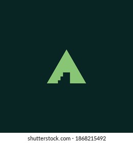 Logo design combination of triangle symbol and ladder symbol