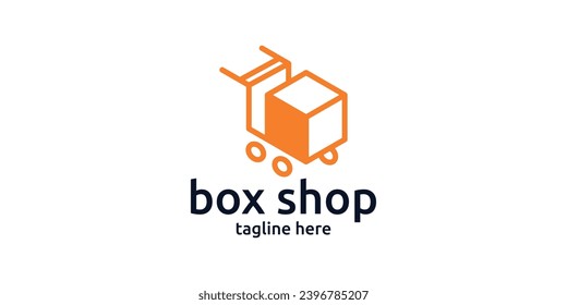 logo design combination of trolley and box shapes, goods delivery, box shop.