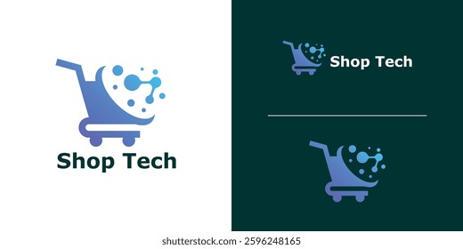 logo design combination trolley and connection, logo for online shop, marketing, sell, symbol, icon, idea, creativity