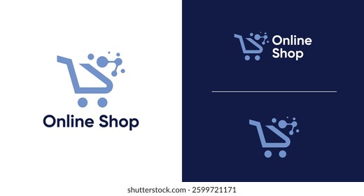 logo design combination trolley and connection, logo for online shop symbol, icon, idea, creativity