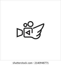 The logo design is combination video cinema and wing