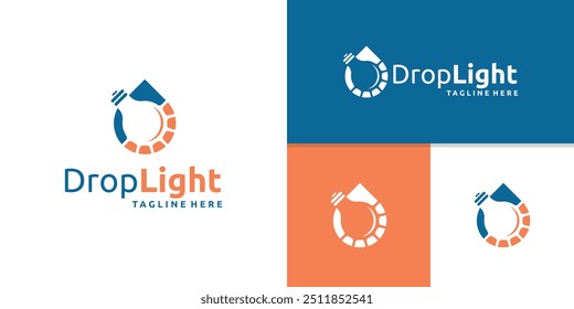 Combinación de diseño de logotipo de gotas de agua y luces, Plantilla de diseño de logotipo, símbolo, ícono, Vector, creativo, idea, inspiración.