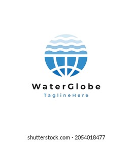 logo design combination of water and globe, sphere or orb.