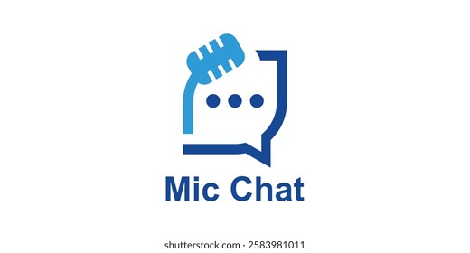logo design combination of your microphone chat, logo for podcast, conversation, chat, technology, symbol, icon, idea, creative.