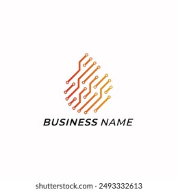 diseño del logotipo combina circuito y fuego
